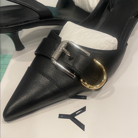 GIVENCHY Black Leather Slingback Heels . NWB SZ 38 - Picture 3 of 9